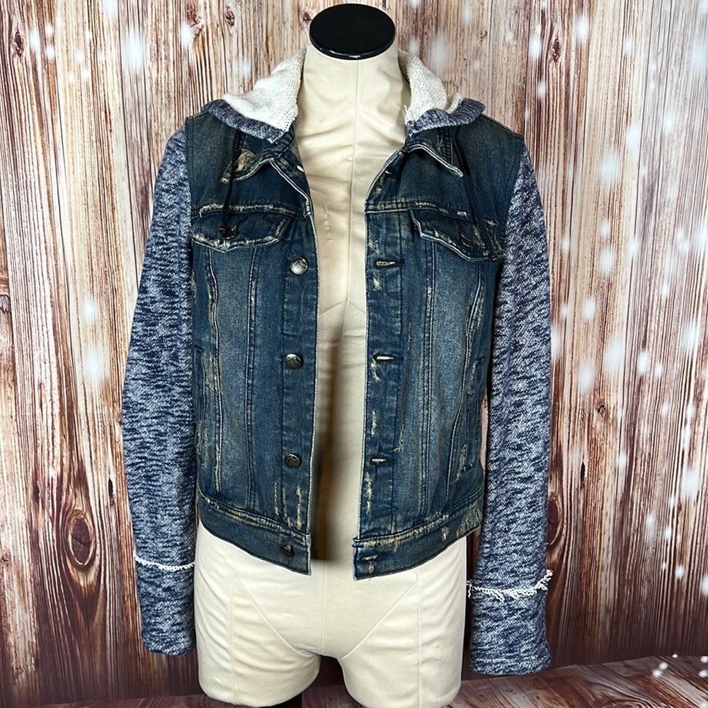 Free People Denim Jeans Hoody Jacket Small